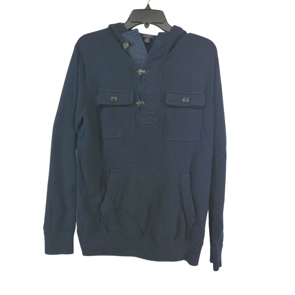 J Crew 1/2 Snap Pullover Sweater Men's Size Medium Navy Blue Pockets